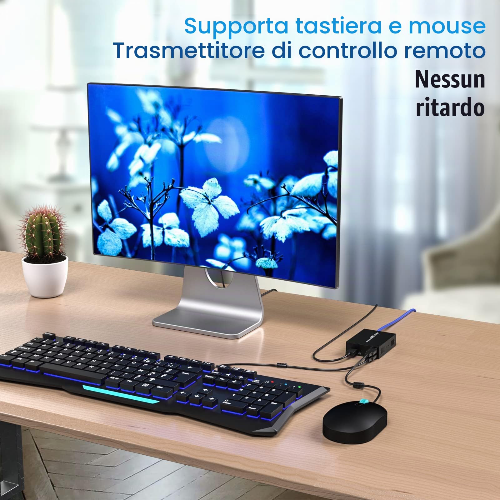 PW-HT249HK HDMI KVM USB Extender 165ft /50m Trasmissione su Single Cat5e / 6/7 Full HD 4K@60Hz Supporto Loop out Funzione EDID 3D
