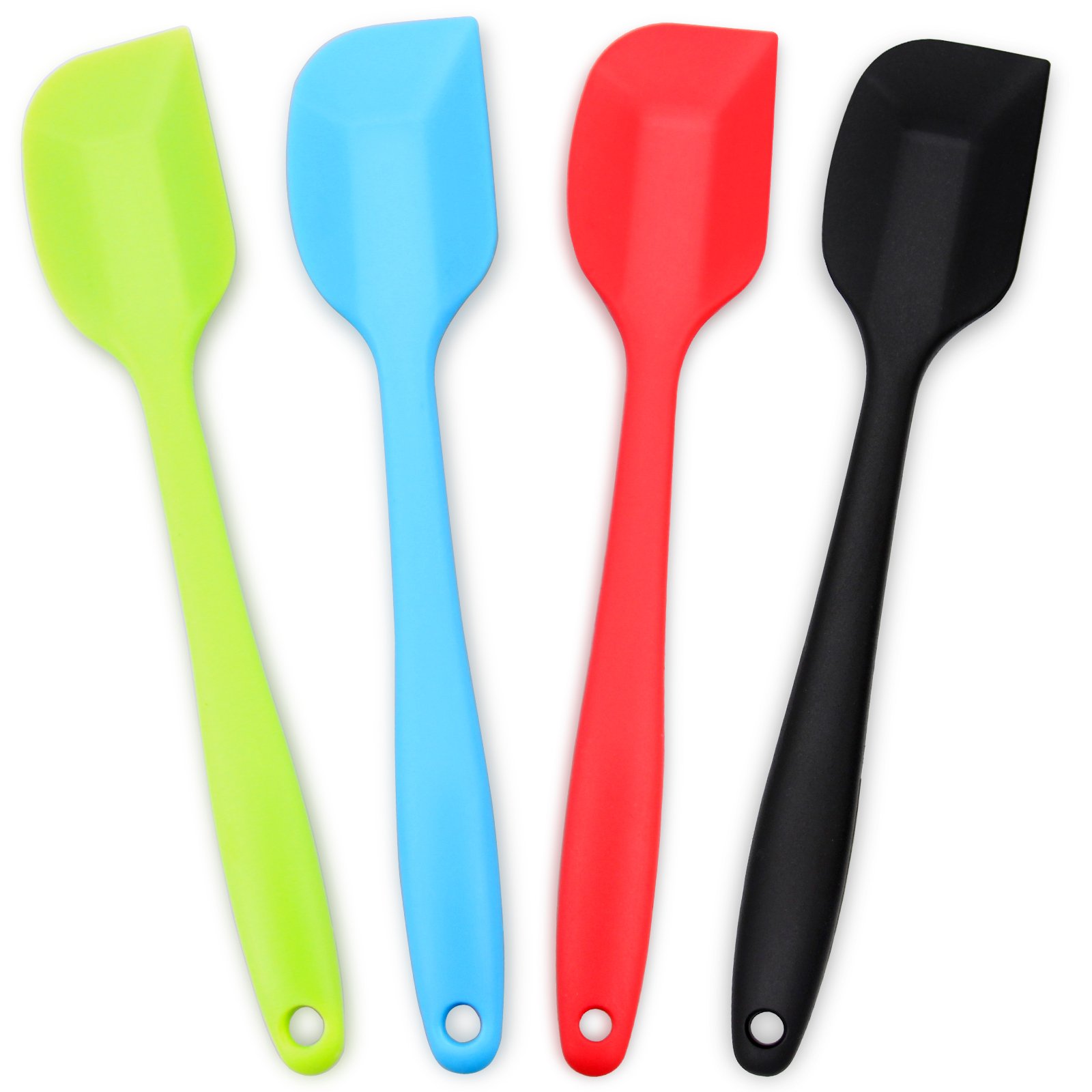 4‑Piece Silicone Spatulas Set Heat Resistant 600°F Seamless Steel‑Core Rubber Spatulas for Nonstick Cookware ALLWIN HOUSEWARE Uniform Length Kitchen Spatulas for Cooking & Baking, Multicolored