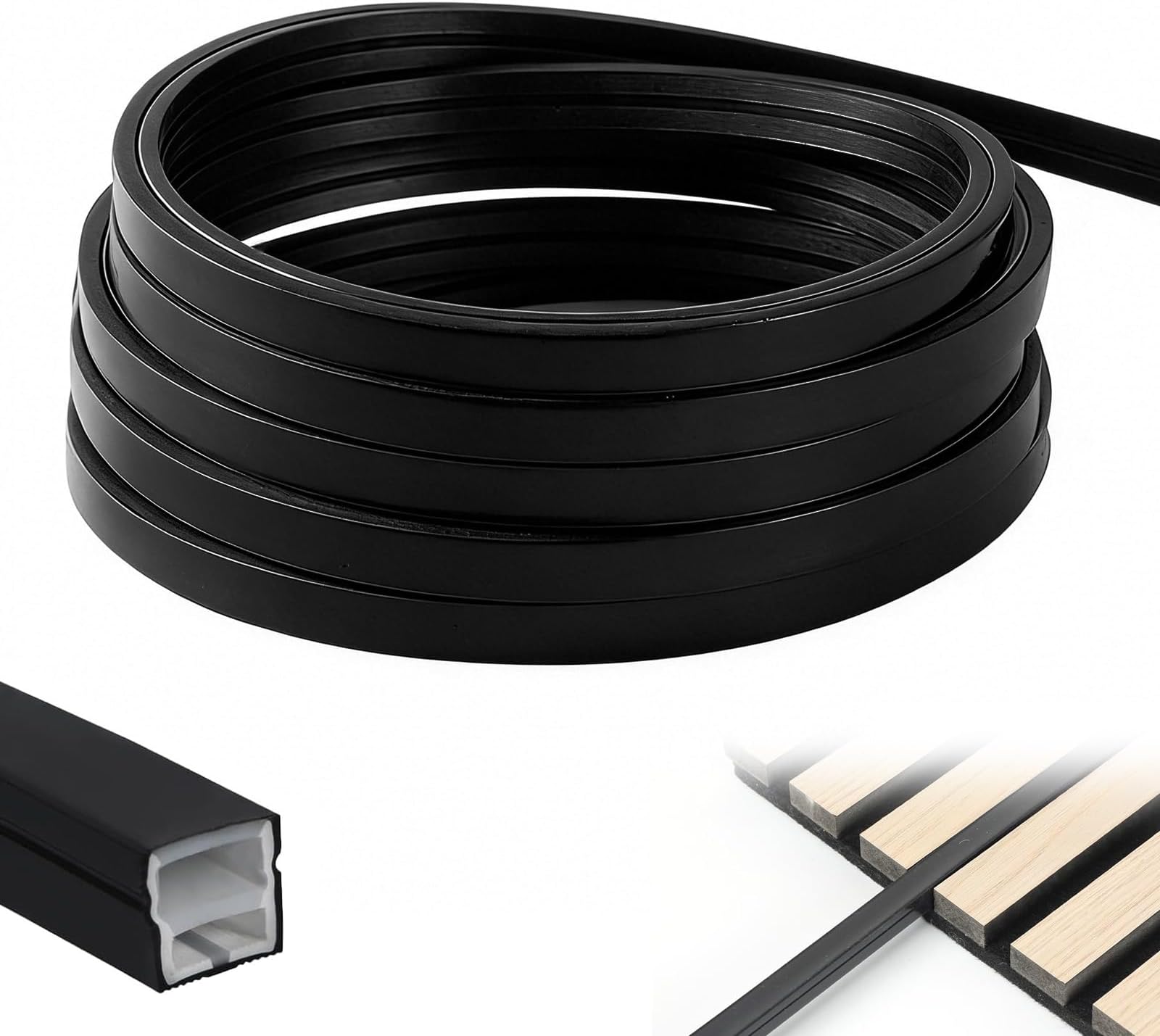 LED Strips, LED Rail 5 m, Flexible Silicone LED Profile, for Acoustic Panels, LED Strips, LED Channels Profile, IP65 Waterproof LED Channel Diffuser, for Ceiling, Cabinet, Bar, Acoustic