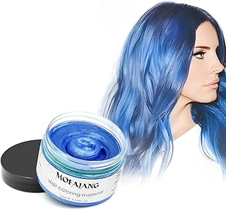 Tinte temporal para el pelo, 4,23 onzas de cera para hombres y mujeres, color natural lavable, cera instantánea para el cabello, para fiestas, cosplay, Halloween (azul)