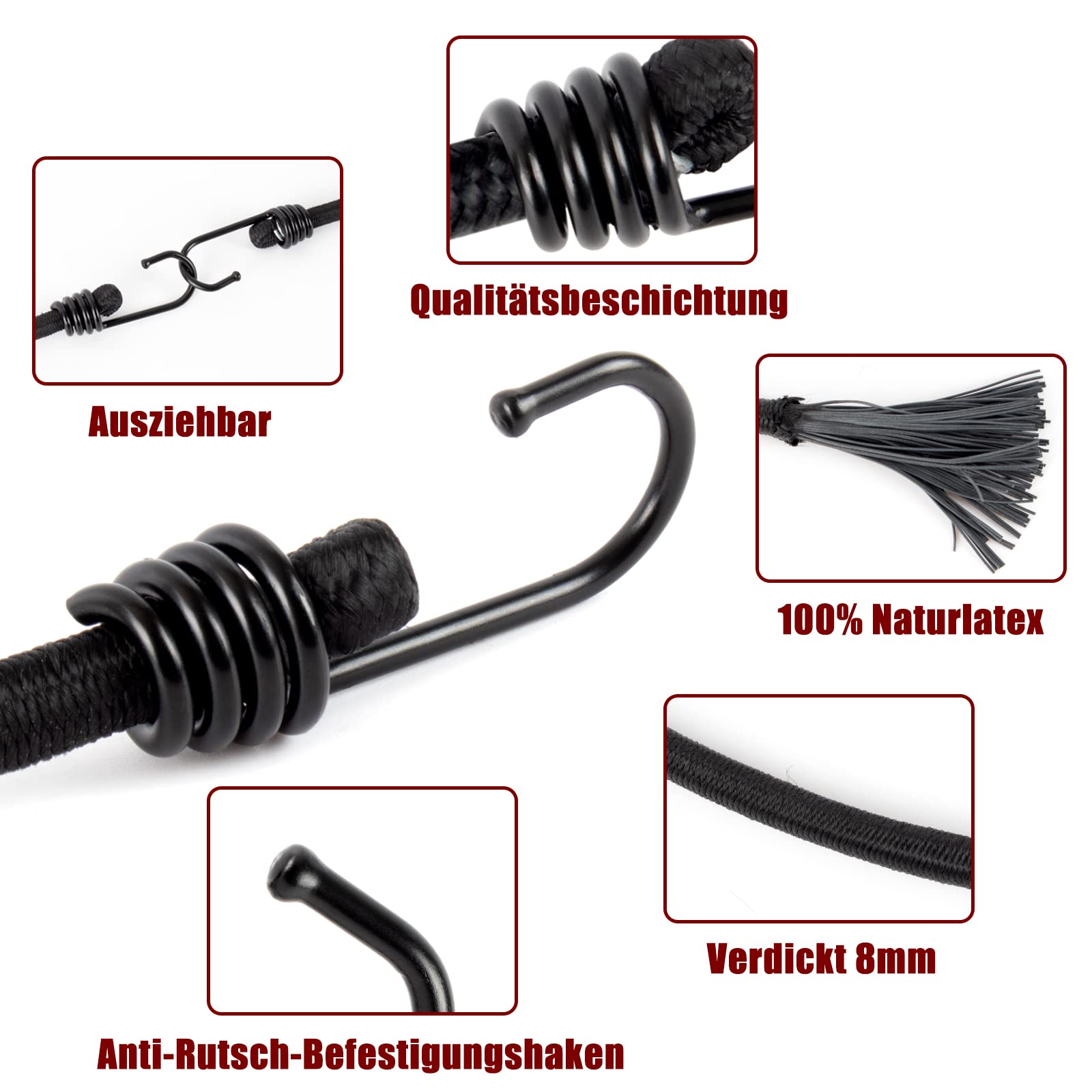 12 Pièces Tendeurs Elastique Avec Crochets, Tendeur Bache Sandow Longueur 25 Cm Pour Securisation De Meubles Caravanes Tentes De Camping Et Motos 97441163