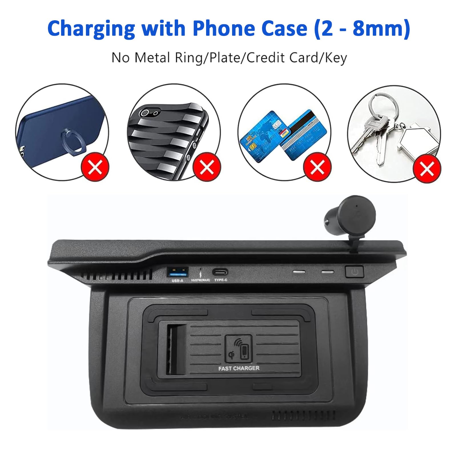 Caricatore Wireless per Nissan X-Trail 2021 2022,Caricatore Senza Fili Per Auto,15W Qi Caricatore Wireless Auto,Wireless Vassoio Ricarica Rapida,Accessori Caricatore Console Centrale