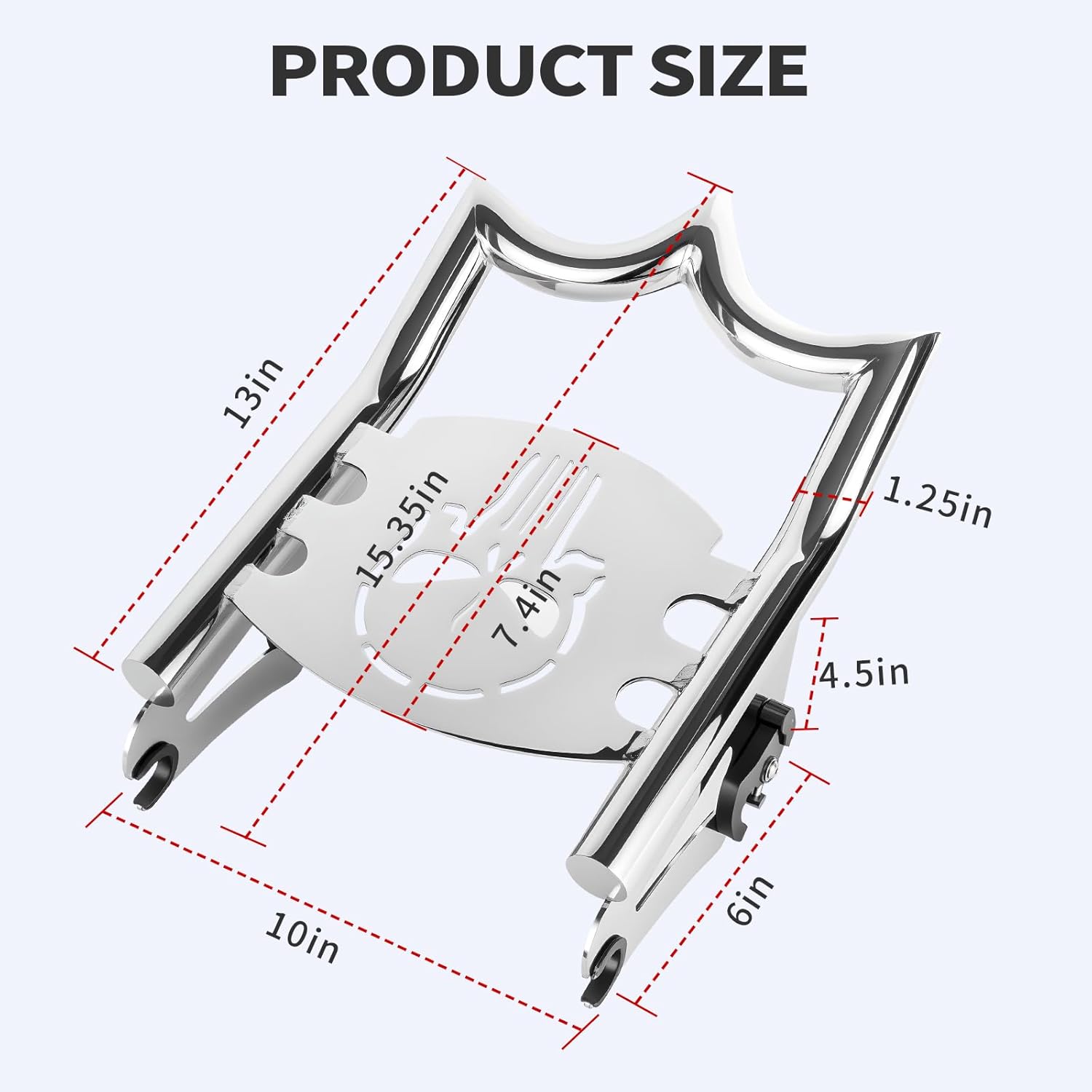Crown Detachable Luggage Rack for Harley Touring 2009-2026 Street Road Electra Glide/Road King, Chrome（Skull）