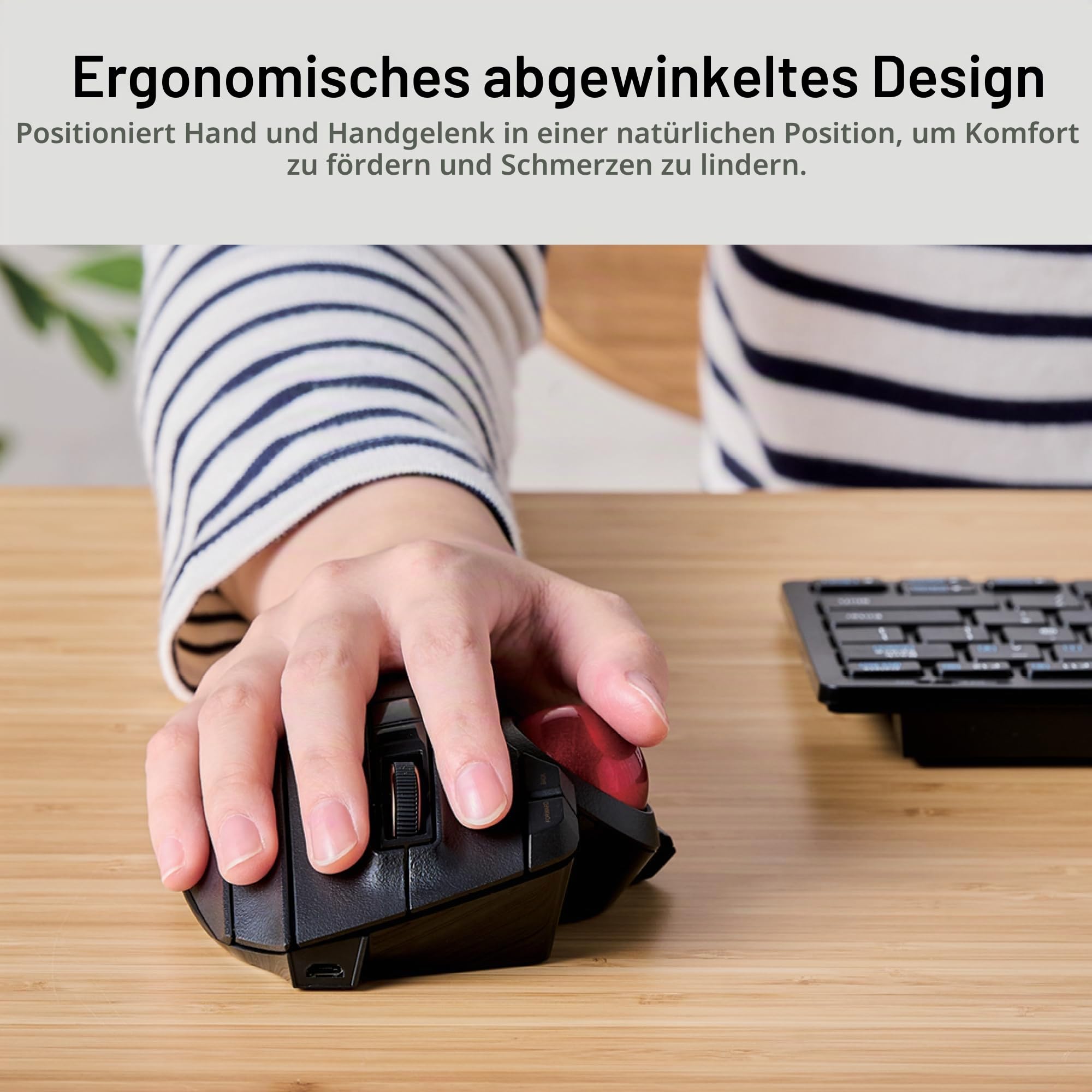 ELECOM Trackball Mouse Wireless, Ergonomic, 3Device Connection, Wired (USB), Bluetooth, Track Ball Mouse, Thumb Control, Compatible for PC, Laptop, Mac, Windows, macOS, EX-G Pro (M-XPT1MRXBK)