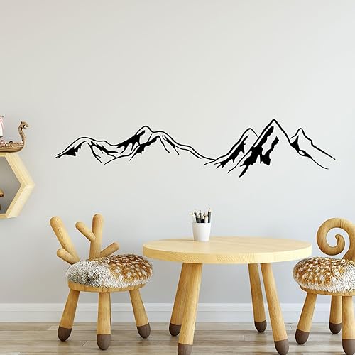 Miniatura 4 de JINGIHE Vinilo decorativo de pared de montaña, calcomanías de montaña para vehículos, 48 x 10 pulgadas, calcomanías de pared de picos de montañas,