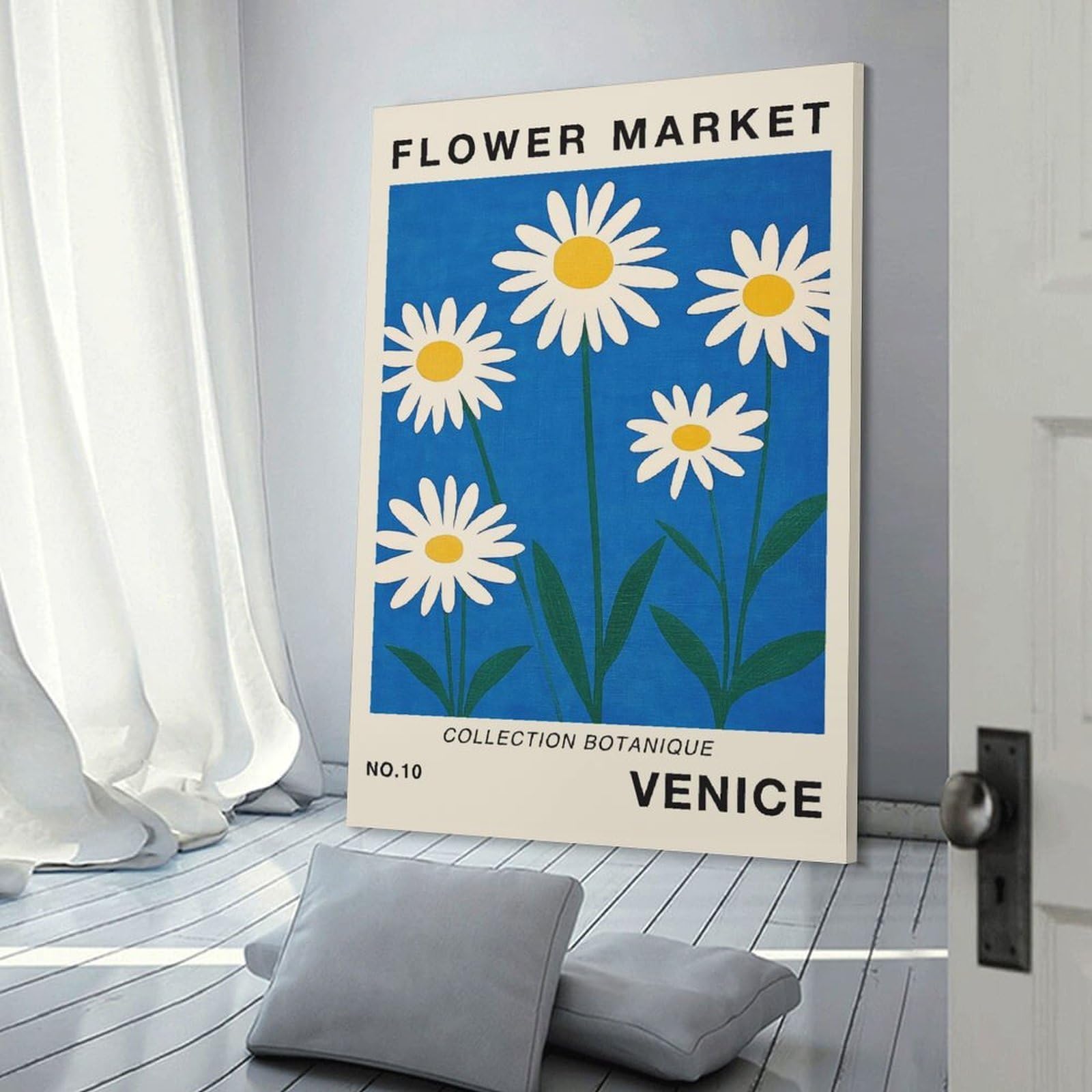 Junmoney Venice Flower Market Print Canvas Wall Decor, 24x36inch(60x90cm), for Gallery Wall Decor And Room Displays, Wall Decor Suited to Curated Displays