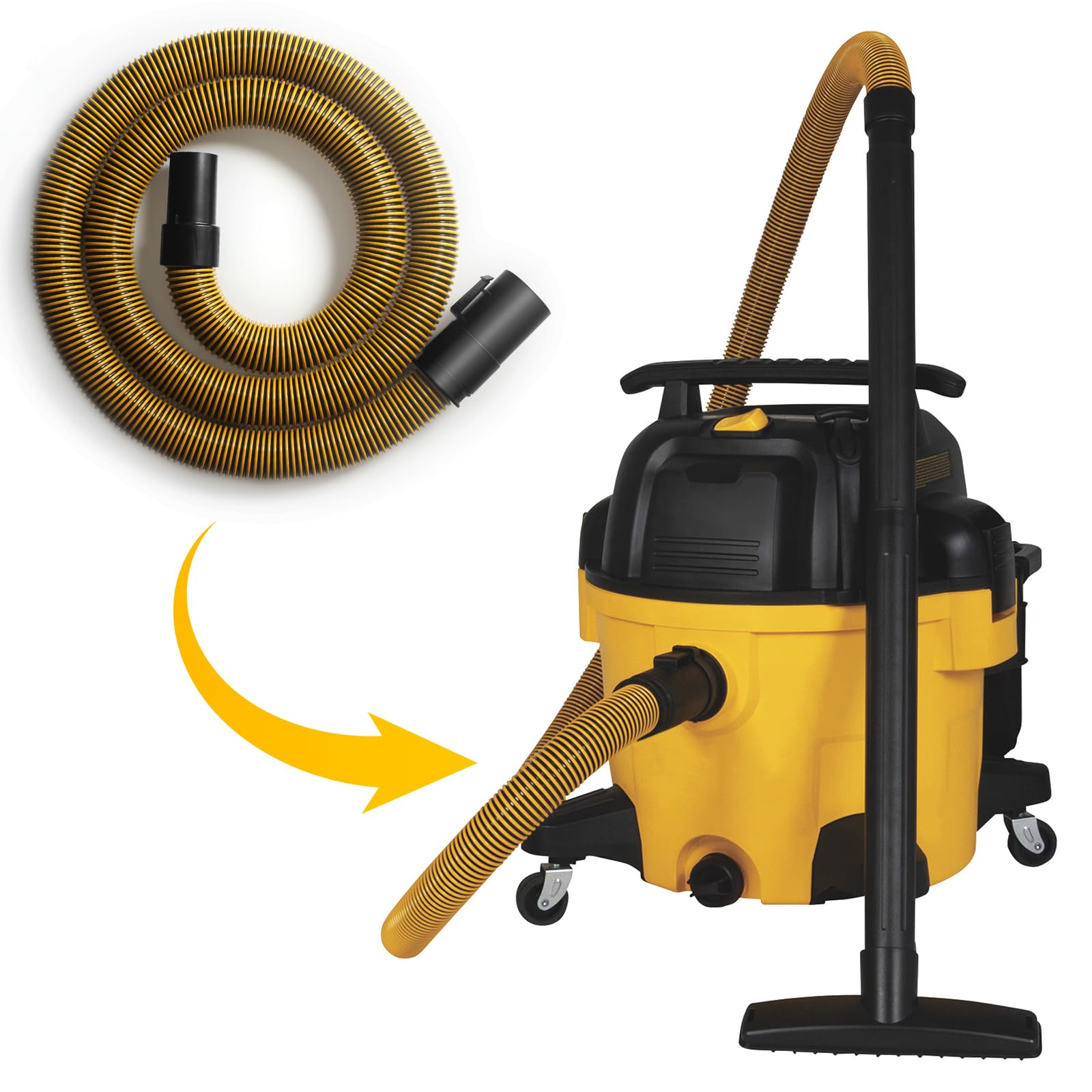 Manguera de aspiradora para aspiradora húmeda y seca DXVA19-2500 de 1.9 pulgadas, 7 pies | Se adapta a la manguera de vacío DEWALT de 1.9 pulgadas y 7 pies para manguera duradera de vacío DEWALT de 6 a 10 galones