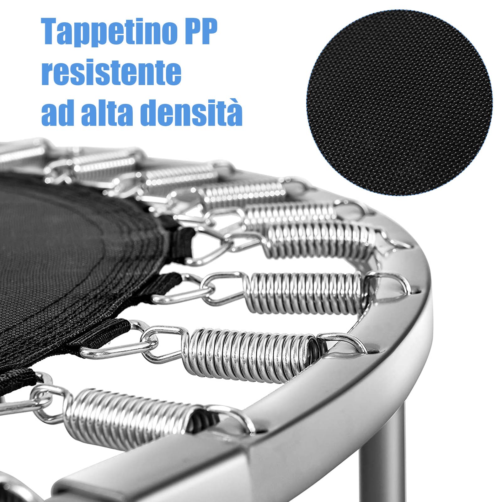 COSTWAY Trampolino Elastico Pieghevole, Tappeto Elastico da Interno con 32 Molle e 6 Gambe e Cuscinetti Antiscivolo, Capacità di Carico 150 kg