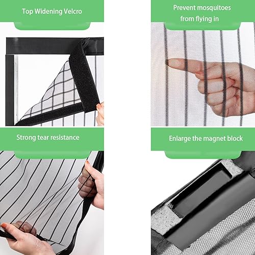Miniatura 3 de Cortina de puerta magnética suave de verano de 76 x 88 pulgadas, cortina de puerta silenciosa con encriptación para ventana, puerta de arena,
