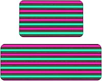 Vista 1 de Antifatigue Kitchen Mats for Floor 2 Piece - Retro Color Line Print Kitchen Rugs Non Slip Washable, Runner Rug Standing Mat for