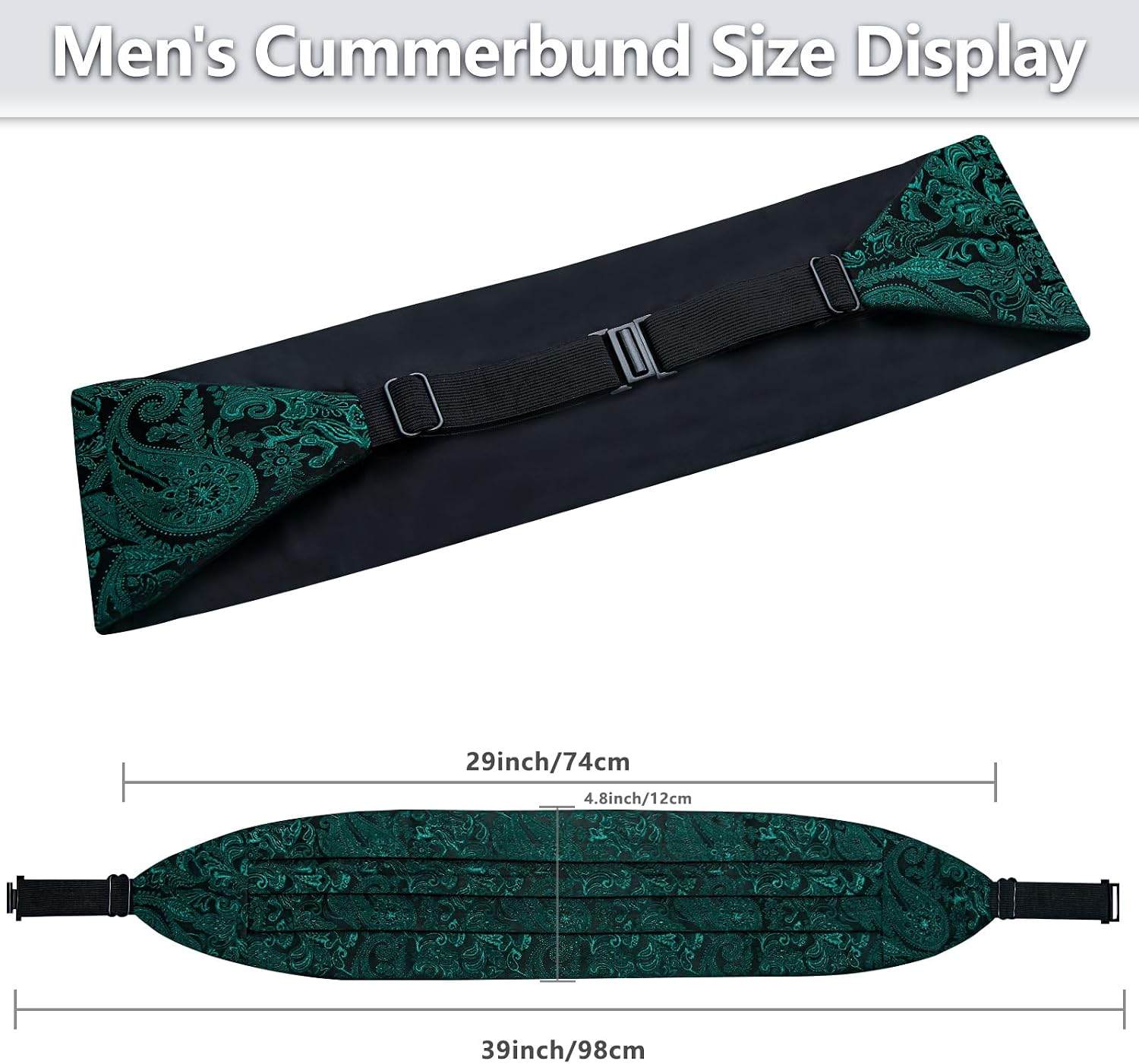 DiBanGu Mens Cummerbund Bow Tie Pocket Square Cufflinks Set Pre Tied Bowtie Formal Silk Waistband For Wedding Business