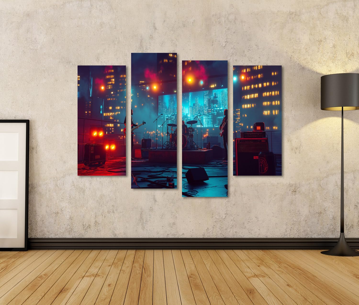 islandburner Prime Bild auf Leinwand Nacht Konzert in der Stadt mit leuchtenden Lichtern für Wohnzimmer Kunstliebhaber Restaurant Bilder Wandbilder Poster