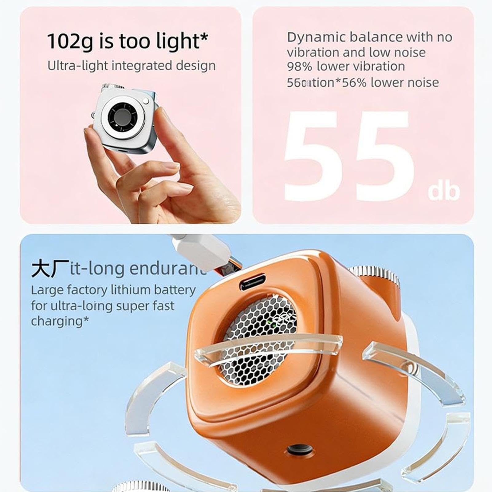 Ventilatore portatile regolabile, ventilatore elettrico portatile per viaggi, picnic, scuola, spiaggia, dormitorio, ideale per adolescenti, studenti, ragazzi, ragazze, essenziale per l'estate