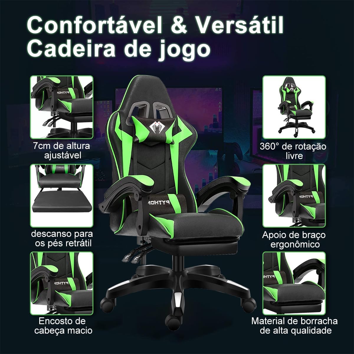 Review cadeira ergonômica gamer verde: conforto e estilo que vão te surpreender! 5 71U724K2q+L. AC SL1200