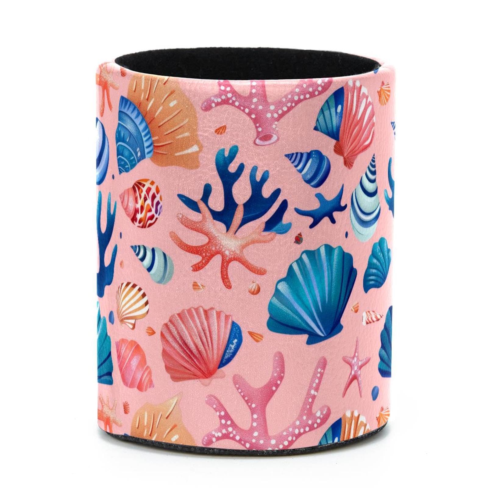 VAPOKF Round Pencil Holders for Desk, Colorful Seashells Pen Holders Pen Pot Makeup Brushes Storage Desktop Stationery Supplies Organiser for Home Office