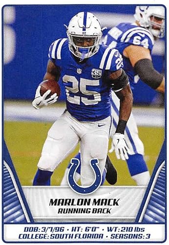 Miniatura 1 de 2019 NFL Football Panini Album Sticker #180 Marlon Mack Indianapolis Colts (2 inches Wide X 2 1/4 Inch Tall Individual Album Sticker)