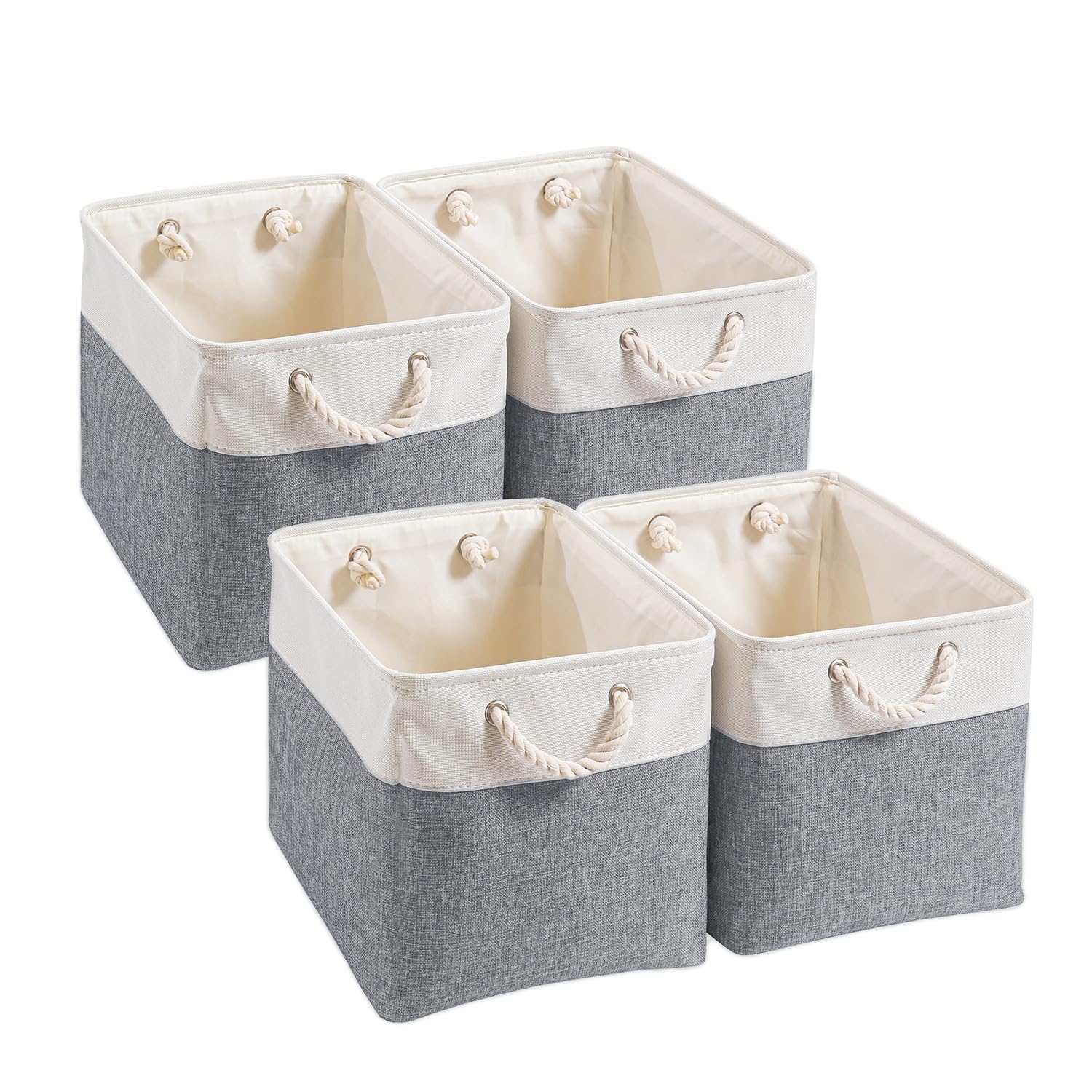 Mangata Fabric Storage Boxes, 33x33x33cm Cube Storage Unit Boxes Storage Baskets for Organizing Clothes Shelf Nursery Home Closet(Cold Grey&White, Set of 4) โ image 1