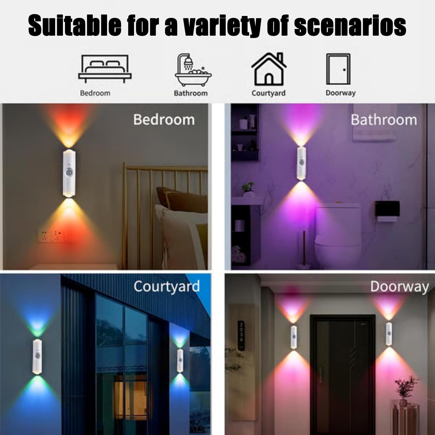 4PCS Rechargeable Smart LED Motion Sensor Ambient Light, Motion Sensor Night Light,Cordless LED Wall Night Lights,Magnetic Mount,500 mAh BatterySuitable for Bedrooms,Stairs,and Wardrobes(RGB 7-Color)