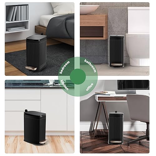 Miniatura 9 de Small Bathroom Trash Can with Lid Soft Close Odor Filter&Step Pedal, 5.5L1.5 Gal Stainless Steel Outdoor Dog Poop Garbage Can Inner Bucket,Slim