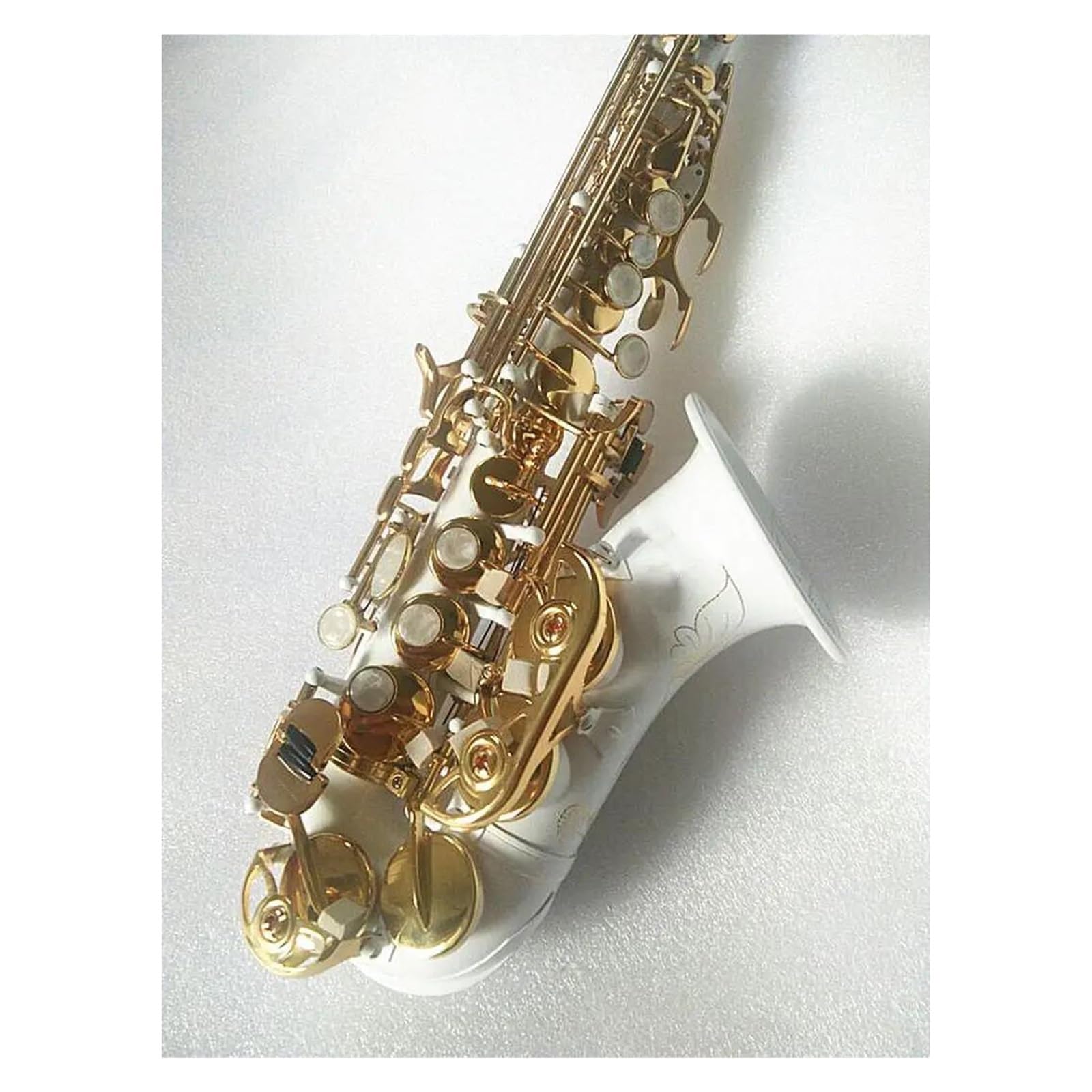 sassofono Sassofono Soprano In Ottone B Sassofono Bianco Chiave Dorata Sax Soprano Curvo Accessori Completi Con Custodie