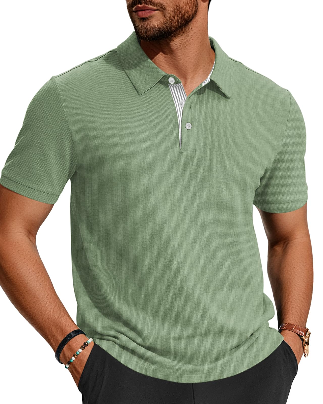 Herren Poloshirts-Business Kurzarm Polo Shirts 100% Baumwolle Sommer Freizeit T-Shirt Klassisches