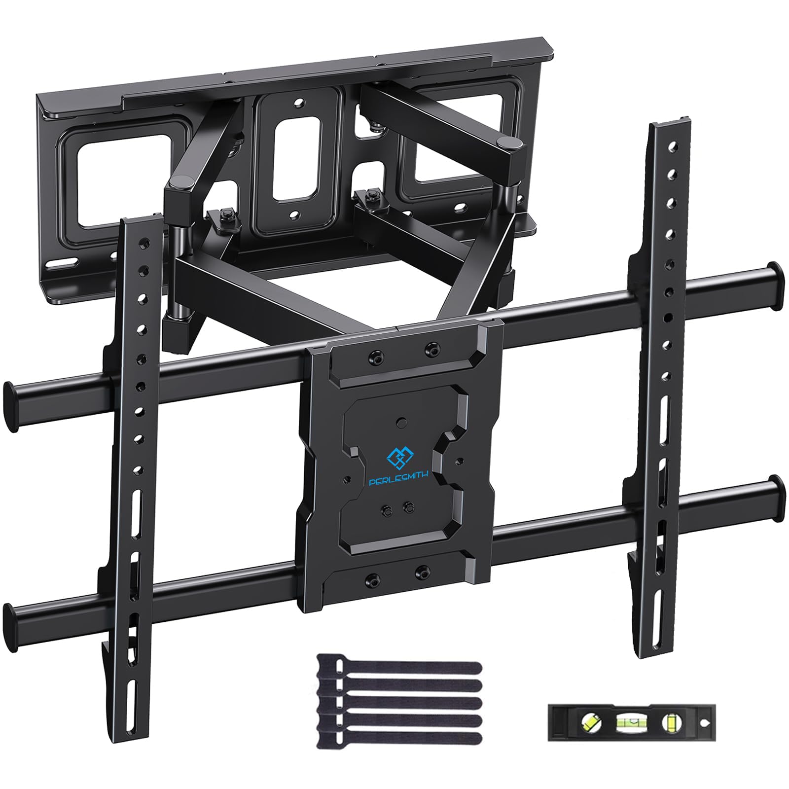 PERLESMITH TV Wandhalterung, Wandhalterung Fernseher für 37-85 Zoll TV 60kg | Hochbelastbare Doppelarme, TVs Halterung Schwenkbar Neigbar 55 65 Zoll, VESA 200x100-600x400 mm