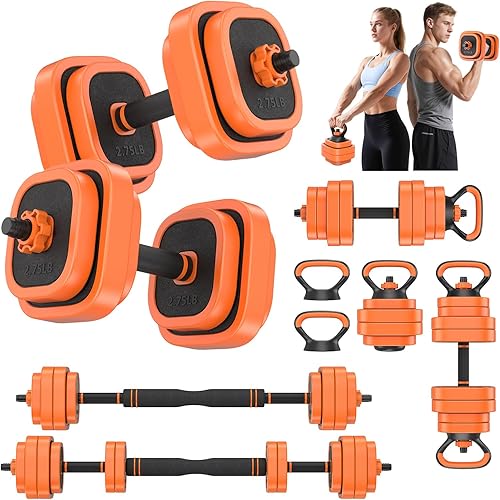 Juego de mancuernas ajustables, 456585 libras, juego de pesas libres con conector, juego de mancuernas 4 en 1 para entrenamiento en casa y gimnasio