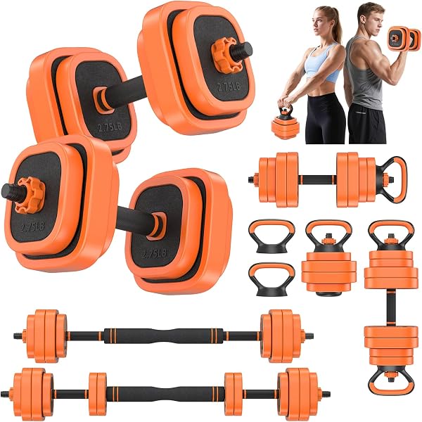 Rendpas Adjustable Dumbbell Set of 2 with Connector, 45/65/85 lbs Free Weights, 4-in-1 Barbell Kettlebell Push Up Stand