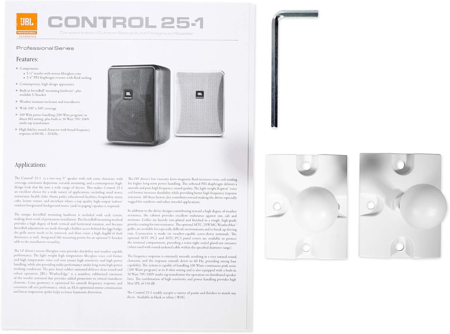JBL Control 25-1 Indoor Outdoor Speakers - White, Pair