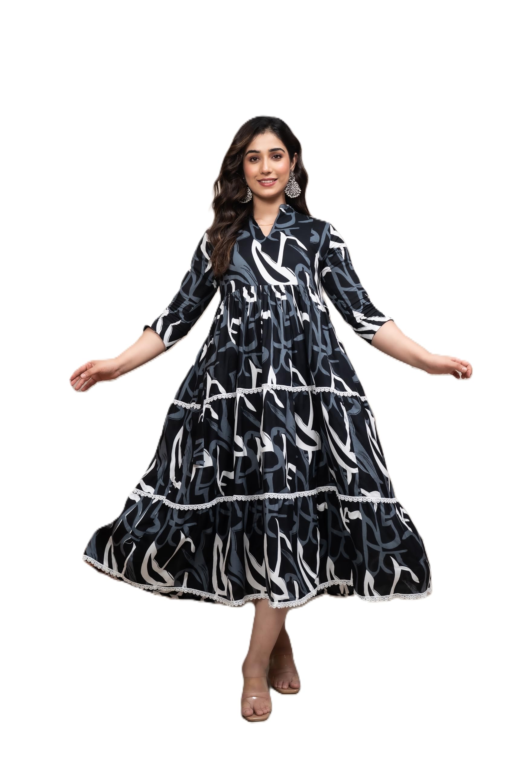 madam Collection Women's Printed Maternity Kurti with Lace Work and Belt,Both Side 9 inch Zipper for All Day Comfortable.-picture-14