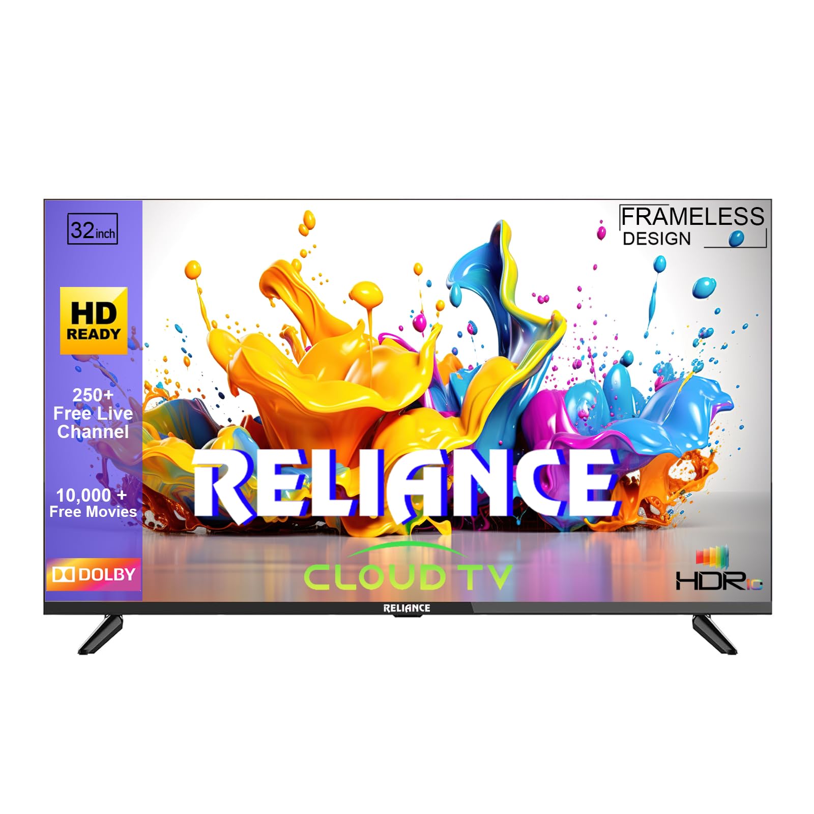 Reliance 32 inch HD Ready Smart Cloud LED TV | 250+ Live TV Channels, 10,000+ Free Movies, Mobile Remote | Model RW32MP4656HD (Black)
