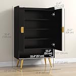 HOMCOM Cabinet de chaussures étroite pour entrée, armoire de rangement de chaussures avec 2 Portes, étagères réglables, compartiment ouvert et jambes en acier pour Hallway, salon, cales 15 Des paires, noir