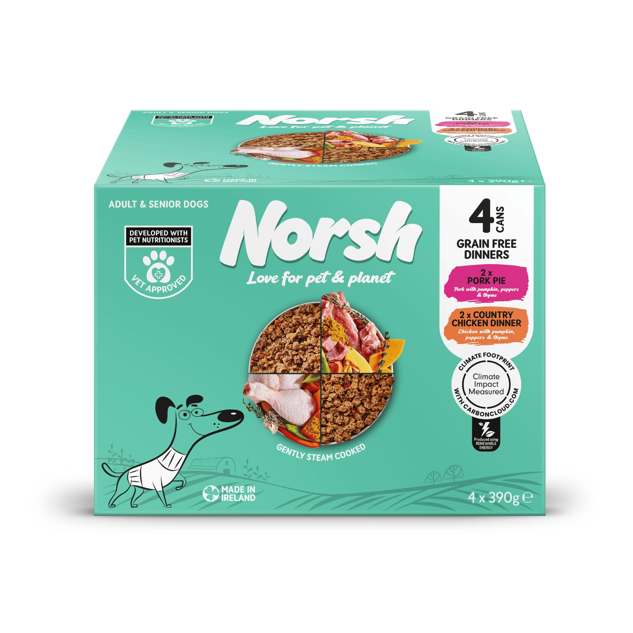 Norsh Adult Dog Grain Free Dinners Variety Pack 390g Cans x 4