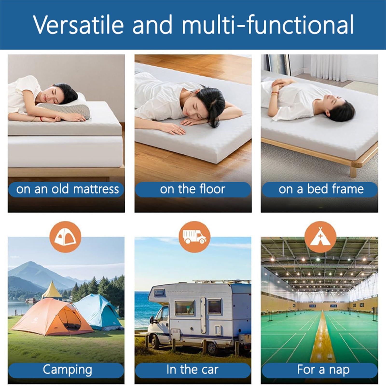 Generico Materasso futon con materasso giapponese premium, materasso pieghevole, materassino Tatami, for comfort e sostegno, divano letto con cuscino for lettino da pavimento(Blue,150x200cm)