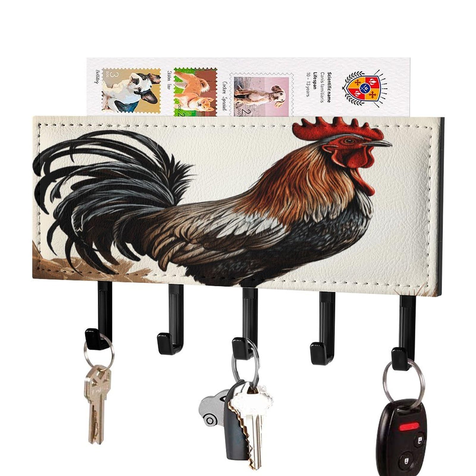 Estante de pared de granja para organizar correspondencia y colgar llaves