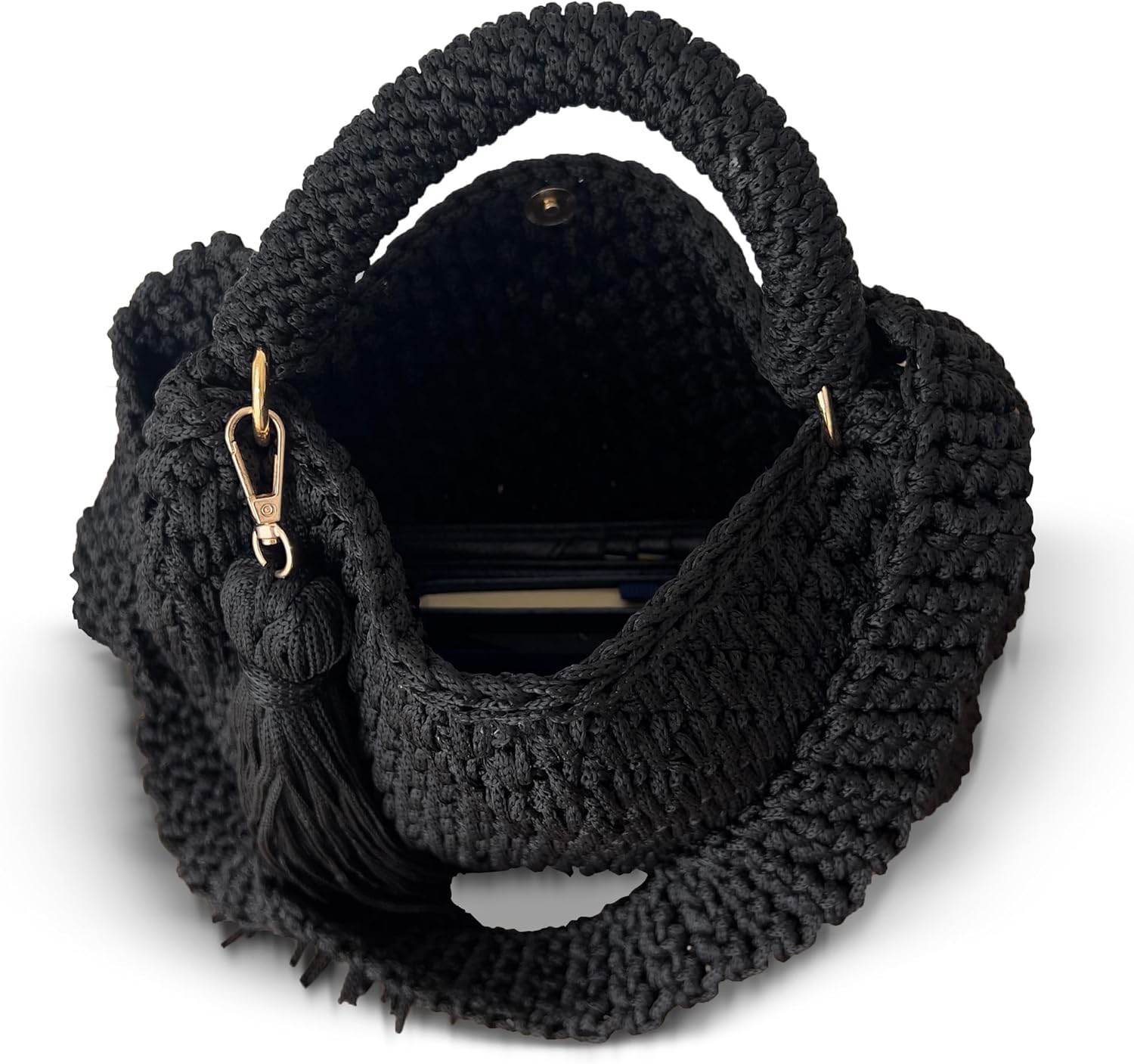 Handmade Crochet Shoulder Bag for Women – Boho Knit Crossbody Purse with Tassel, Lightweight Woven Handbag, Stylish Casual Satchel for Everyday & Travel - Image 4