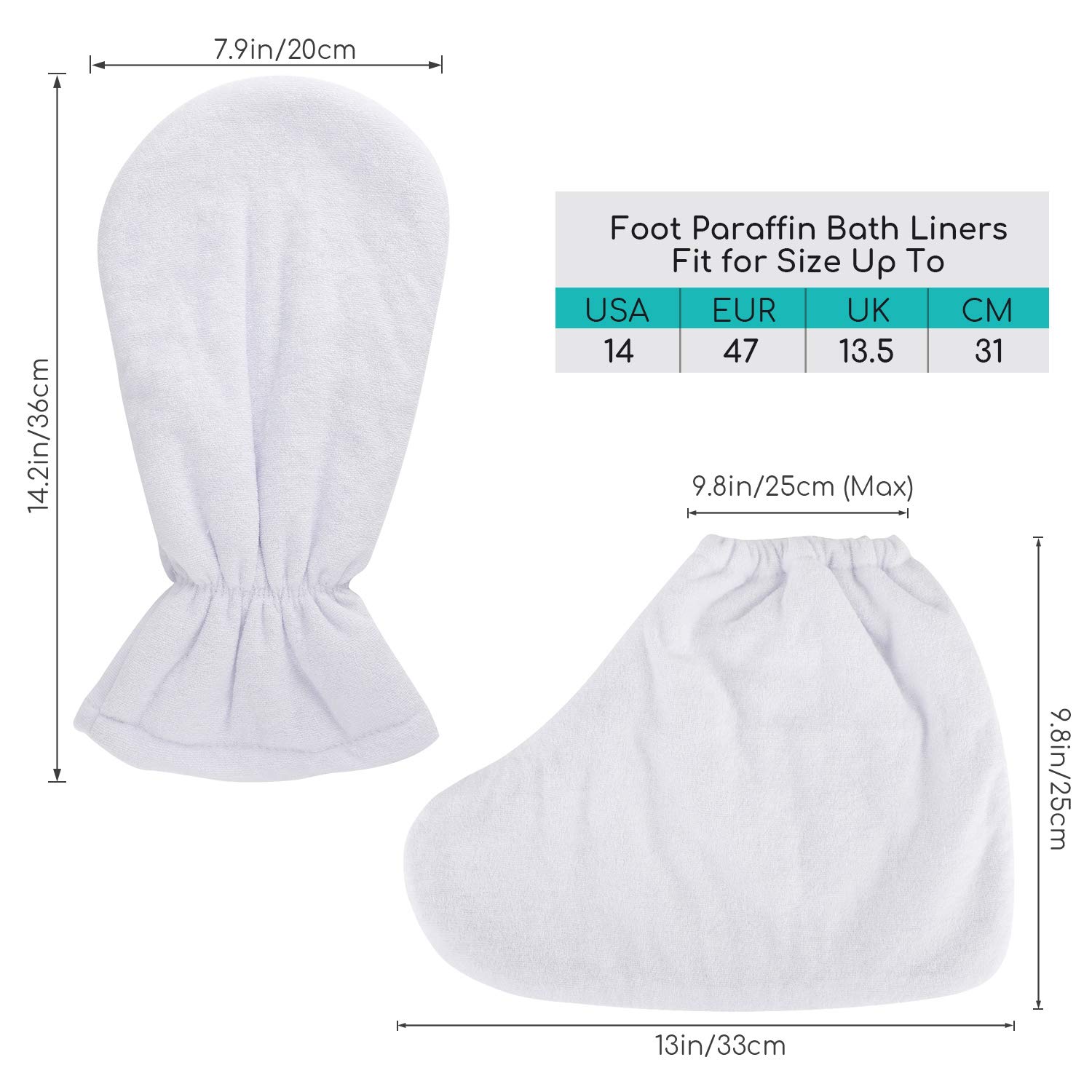 Manoplas de spa con calefacción de parafina y forros para pies para terapia de manos, tamaño más grueso, compatible con máquina de cera caliente 6