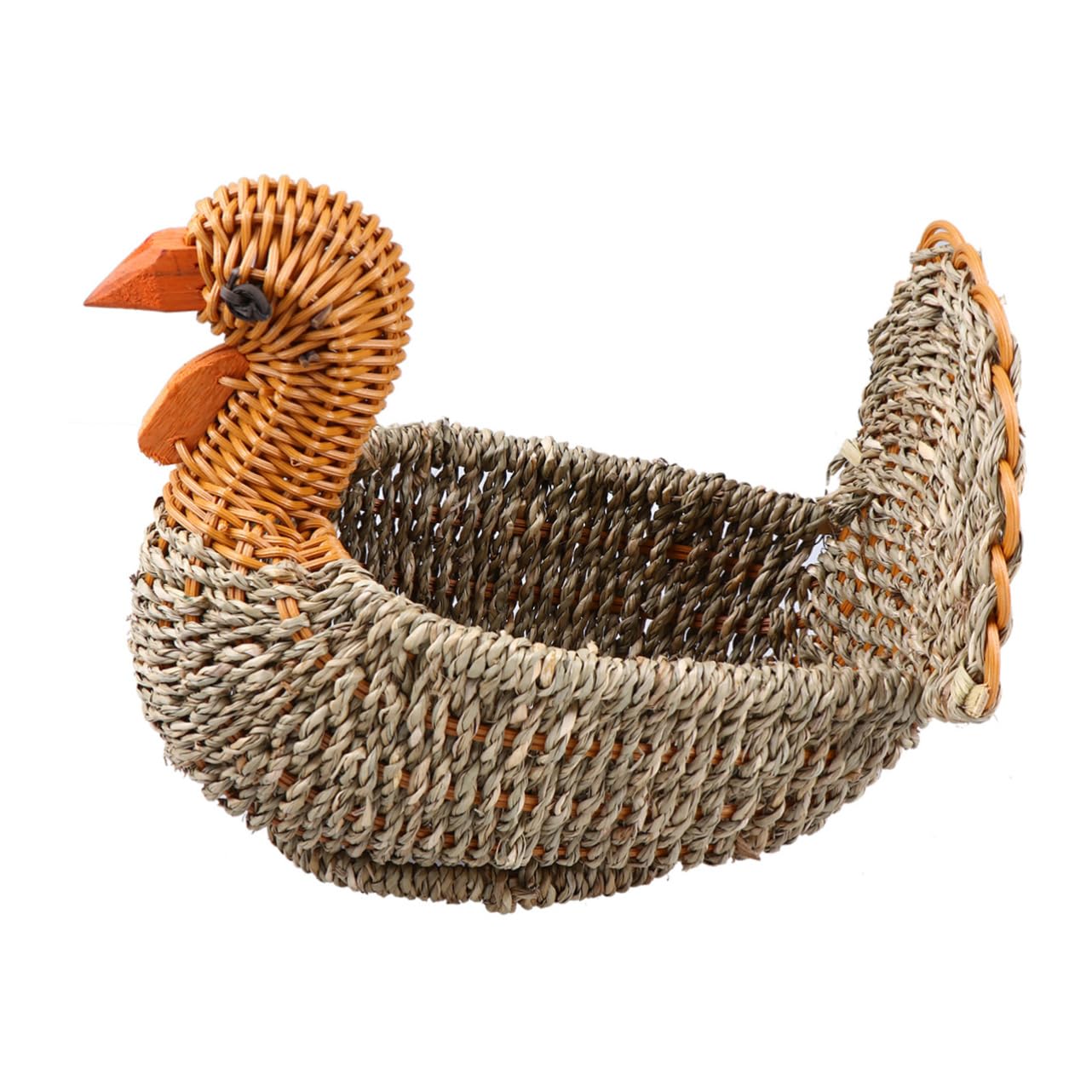 MUSISALY Home Organizer Basket Figurine Woven Egg Basket Thanksgiving Serving Basket Seagrass Storage Baskets Wicker Basket with Handle Bin Cornucopia Basket Dog Basket Light Grey