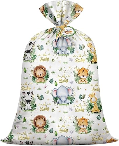 Bolsas grandes para baby shower, safari, animales de la selva, bolsas de regalo, bolsa de regalo de plástico, envoltura de regalo, baby shower,