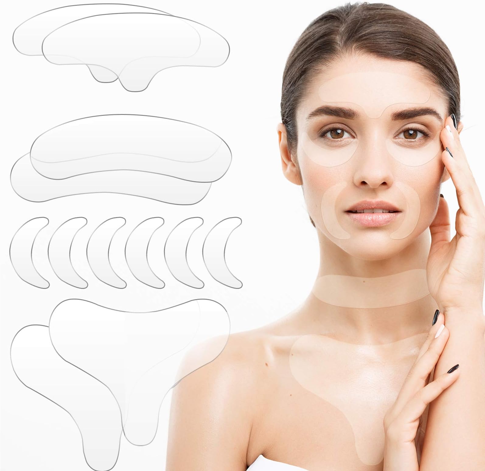 Chest Wrinkle Pads - Decollete Anti Cleavage Wrinkles Silicone Pad Reusable Chest Patches Neck Pad for Skin Lines Prevention Wrinkle Remover Reduce Wrinkle and Smooth Your Skin for Women Girls(12 Pcs)