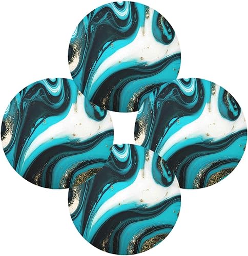 Miniatura 1 de ATTX Manteles individuales redondos con textura de mármol dorado para mesa de comedor, manteles individuales circulares, manteles individuales para
