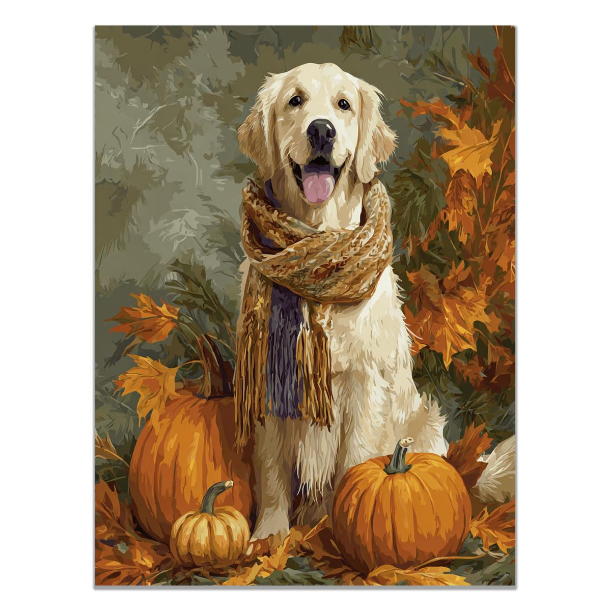 Affiche Halloween vintage citrouille et chien rétro toile murale - 8