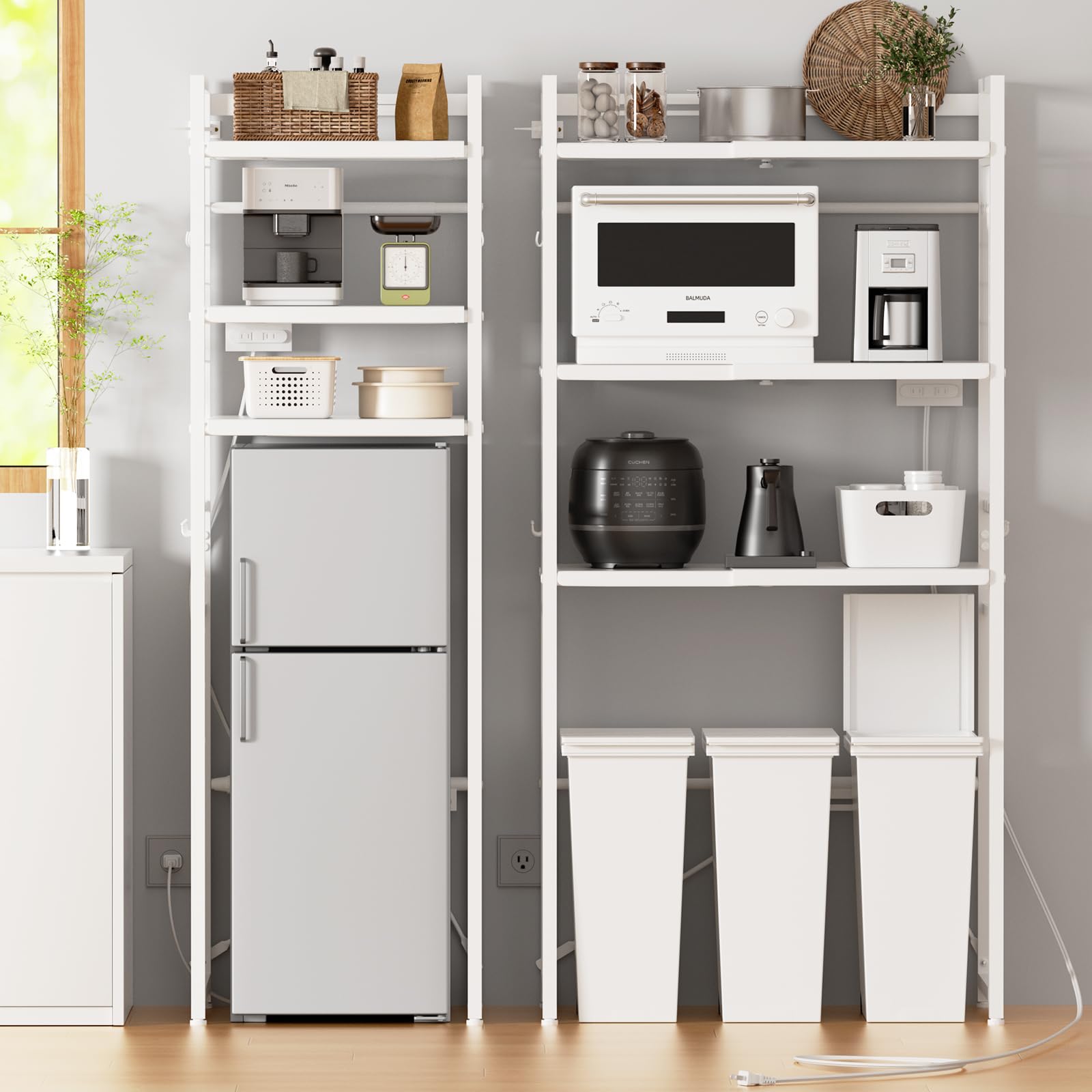 Amazon.co.jp: 【幅伸縮・2口コンセント・高さ調整】レンジラック  