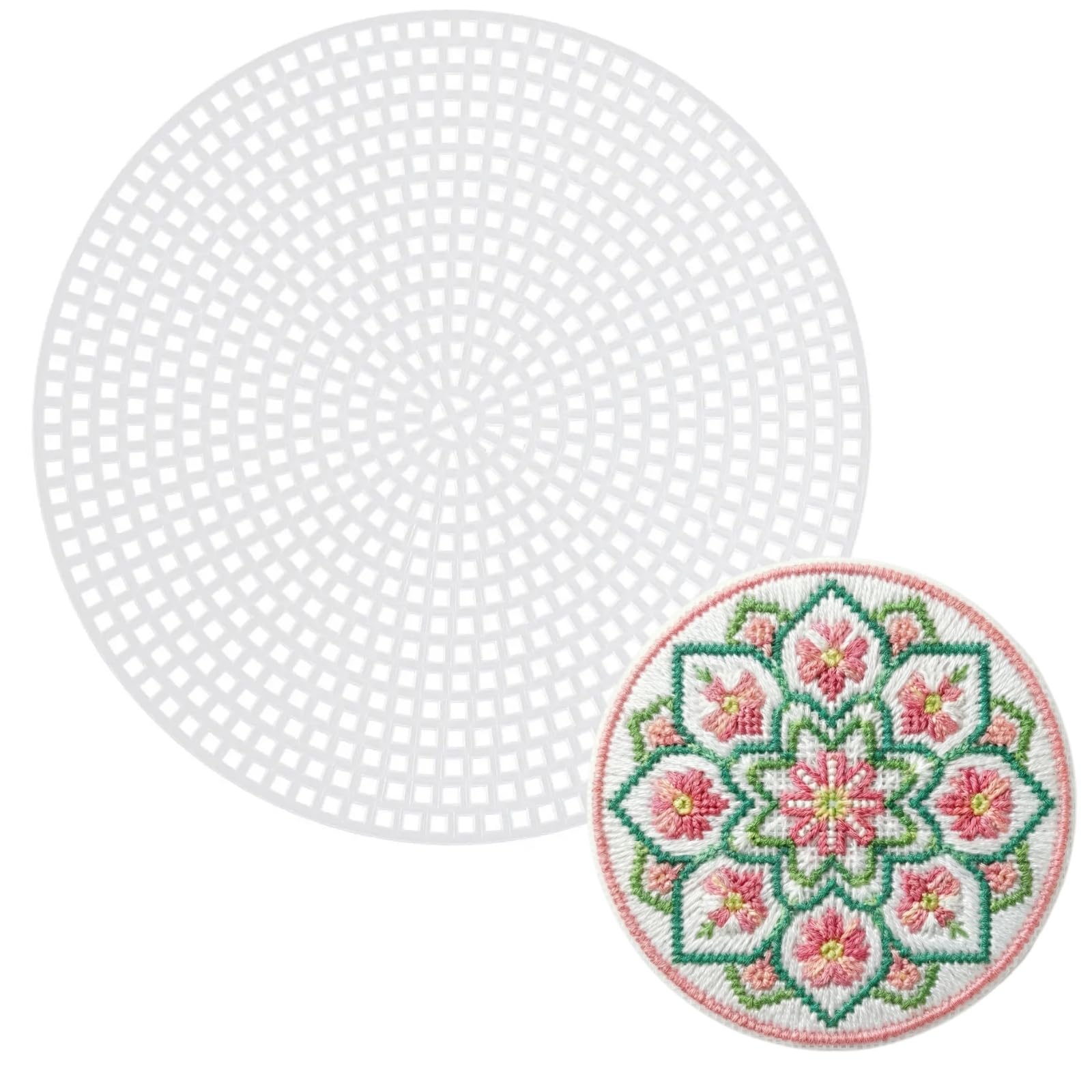 Milisten 20 Pcs 4.52 inch Round Plastic Canvas Sheets DIY Mesh Sheet for Cross Stitch Embroidery Bag Bottom Liner Cuttable Grid Board for Craft Projects