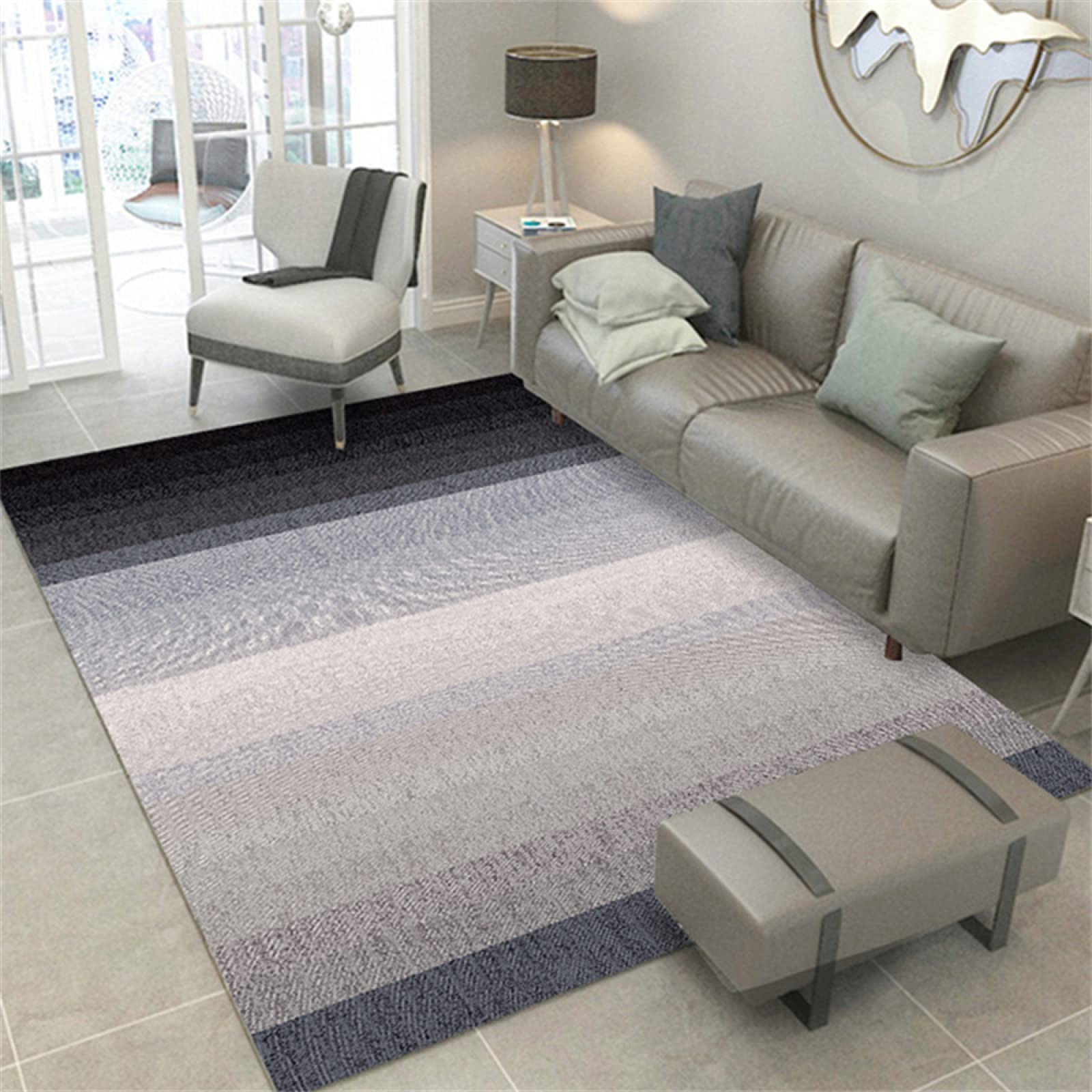 Grand tapis conception graphique moderne dégradé bleu noir violet de dimensions 40x60cm