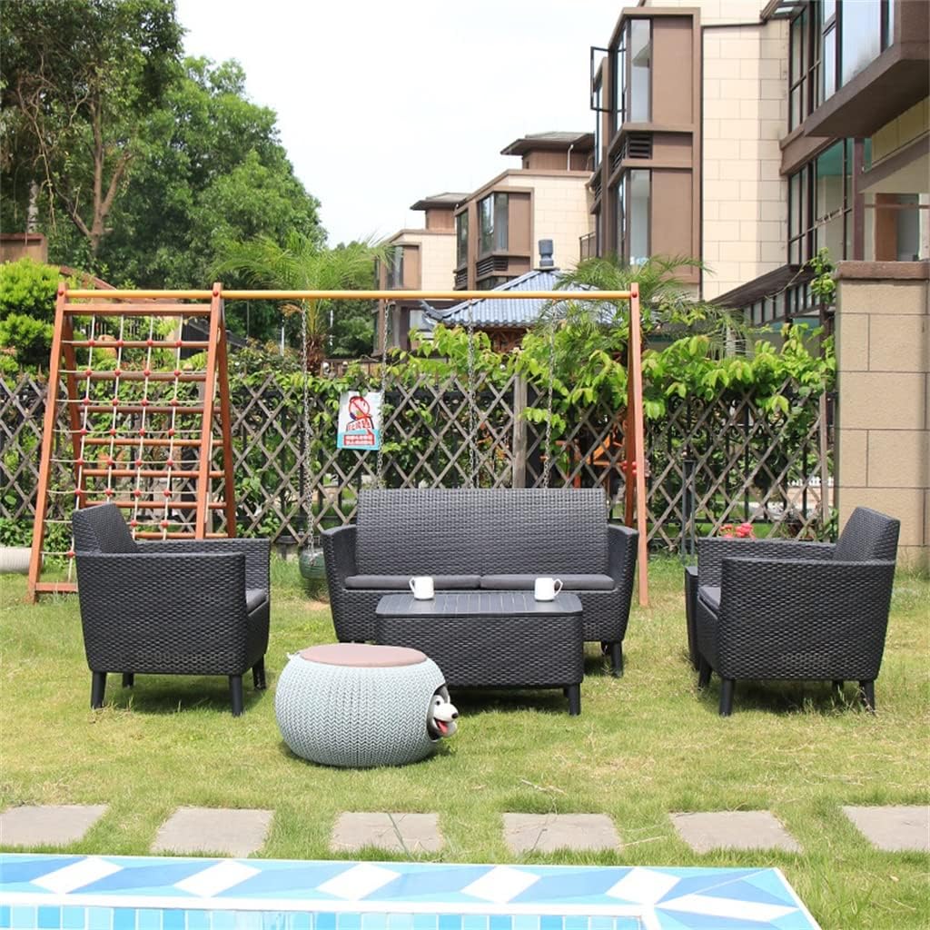 Rattan Sofa Coffee Table Four-Piece Set Combination Balcony Sofa Hotel Balcony Plastic Outdoor
