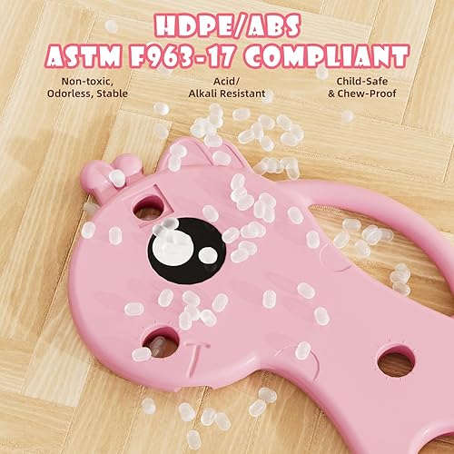 Miniatura 5 de KORIMEFA Juego de escalador de tobogán 3 en 1 para niños pequeños con aro de baloncesto y pelota, juego de tobogán para bebés para interiores y