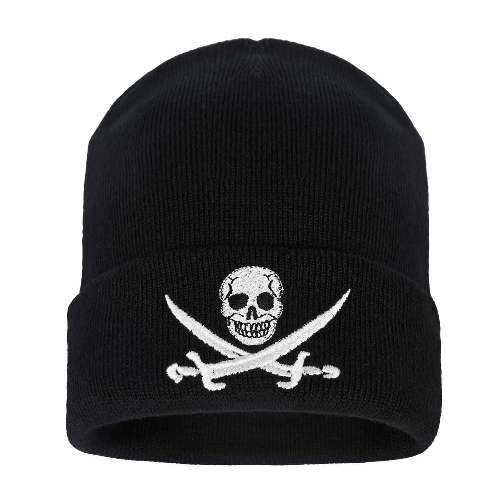 Embroidered Skeleton Beanie Hat Winter Stretch Knit Skull Cap for Men Women
