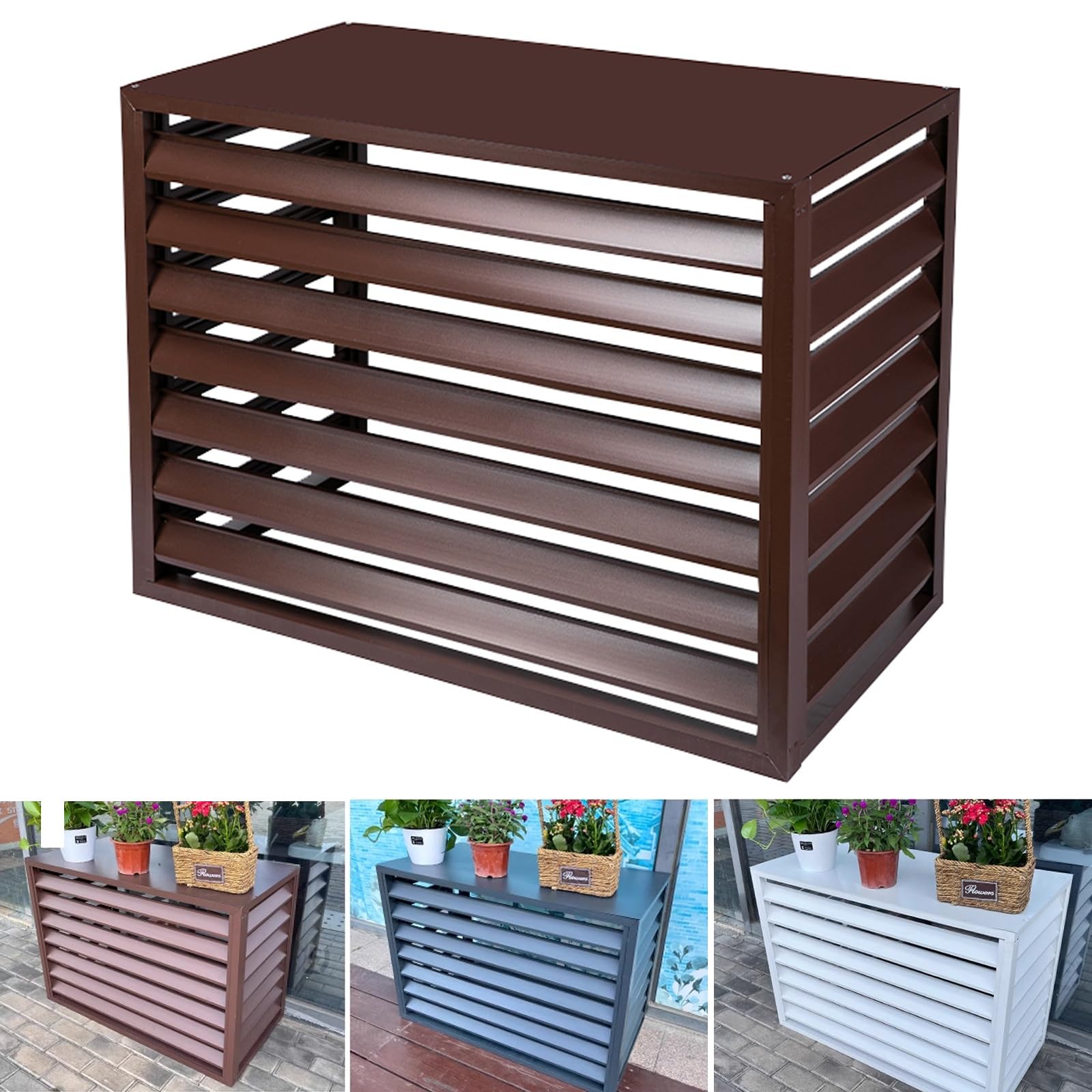 Funda Aire Acondicionado Exterior de Aluminio con Cubierta Superior, Protector Aire Acondicionado Exterior, Contraventanas para Estantes de Flores, para Protección Exterior para Ocultar el Aire Acondi