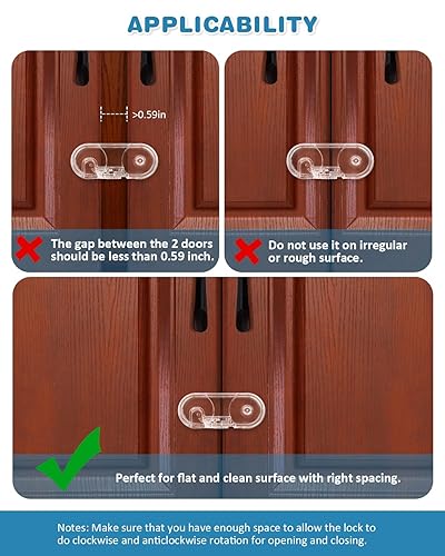 Miniatura 2 de Cerraduras de gabinete de seguridad para niños, cerraduras a prueba de bebés para armarios, paquete de 10 DUOSI sin tornillos e imanes para